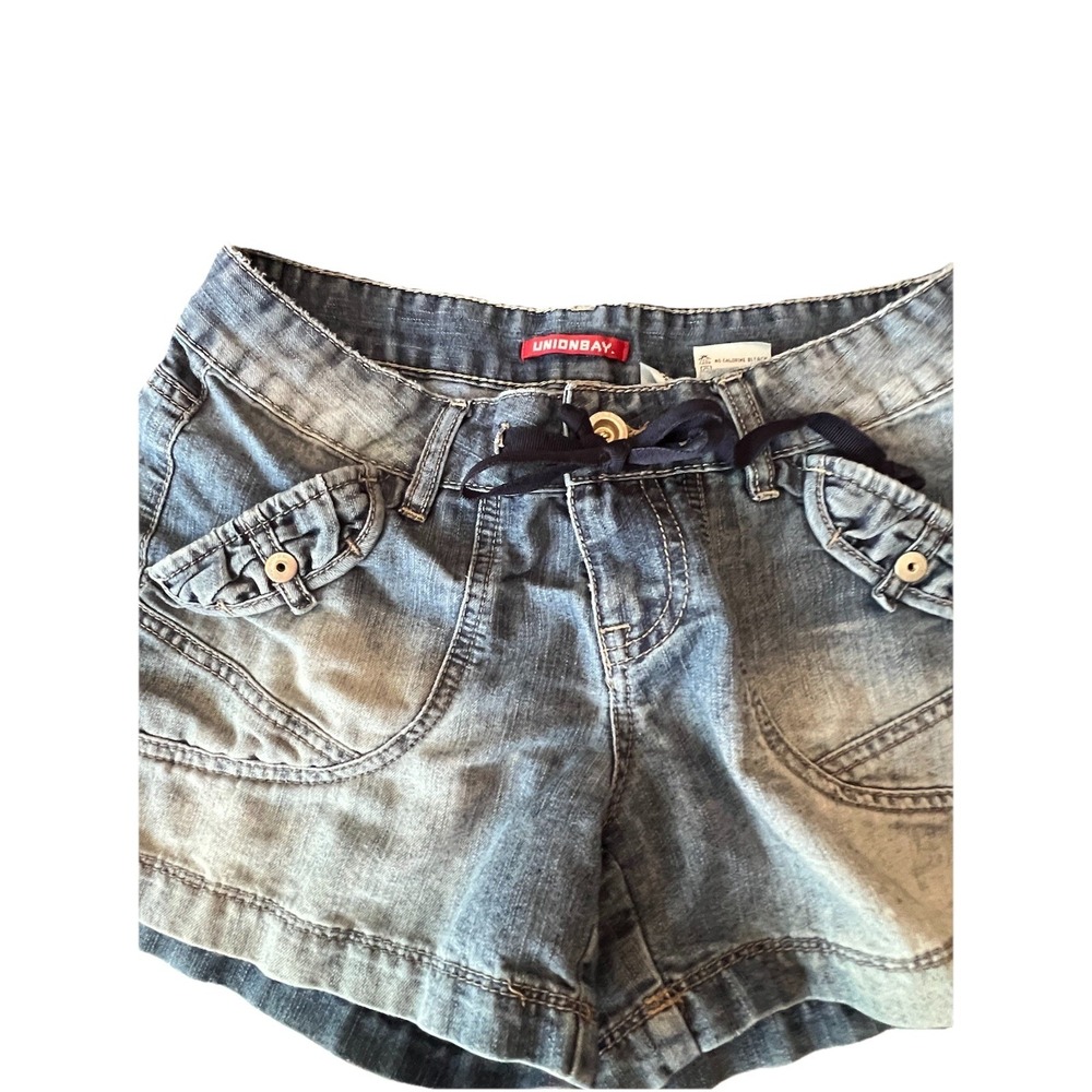 Vintage Y2K UnionBay Juniors Denim Cargo Shorts 3 Blue Juniors Retro Millennial - Picture 4 of 15